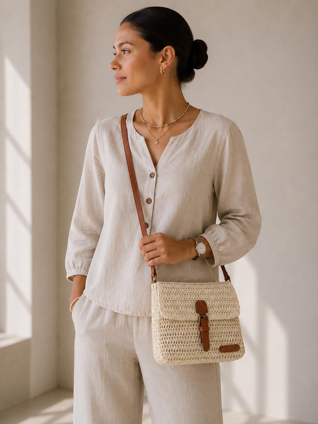 Handwoven Straw Crossbody Bag